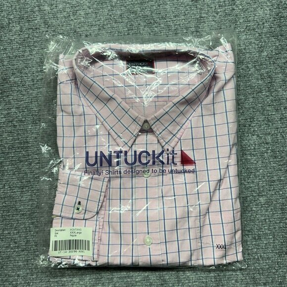 UNTUCKit Montiano Shirt Mens 3XL Regular Pink Plaid Long Sleeve Button Up New - Picture 11 of 11
